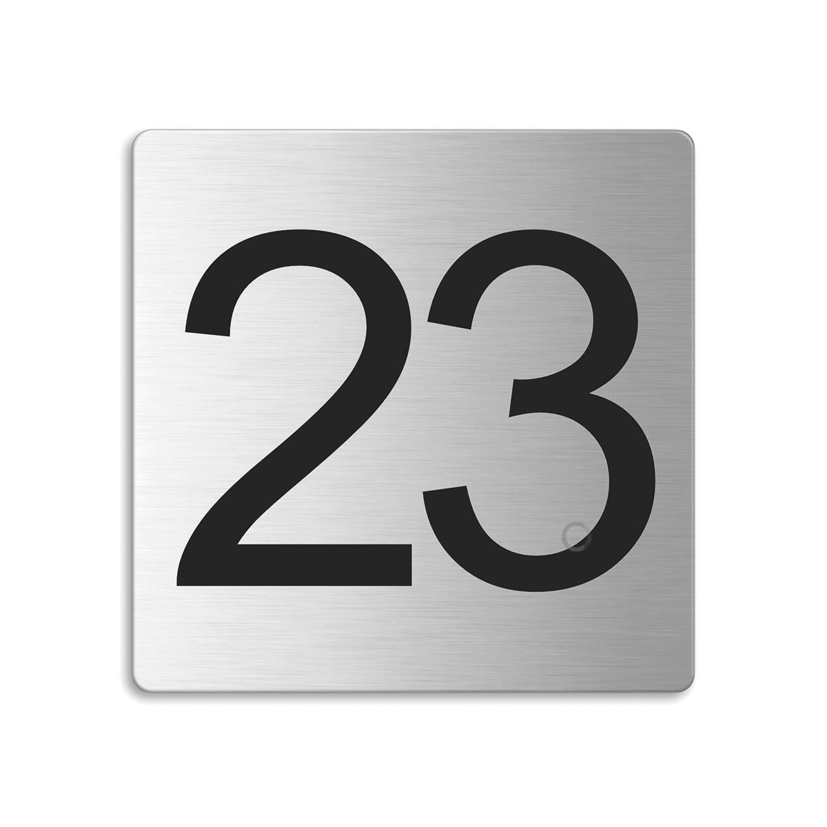 Türnummer 23 | Zimmernummer aus Edelstahl 85x85 mm selbstklebend